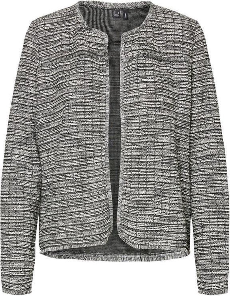 Vmnaomi l/s bouclé jacket Black/white stripes.