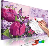 Doe-het-zelf op canvas schilderen - Tulpen 60x40 ,  Europese kwaliteit, cadeau idee