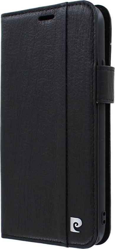 iPhone 12 Mini Bookcase hoesje - Pierre Cardin - Effen Zwart - Leer