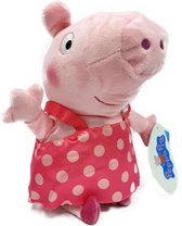 Peppa Pig - Peppa Big - Knuffel - Varken - Roze Met Witte Bolletjes - 31 cm