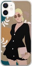 iPhone 12 hoesje siliconen - Abstract girl - Soft Case Telefoonhoesje - Print / Illustratie - Transparant, Multi
