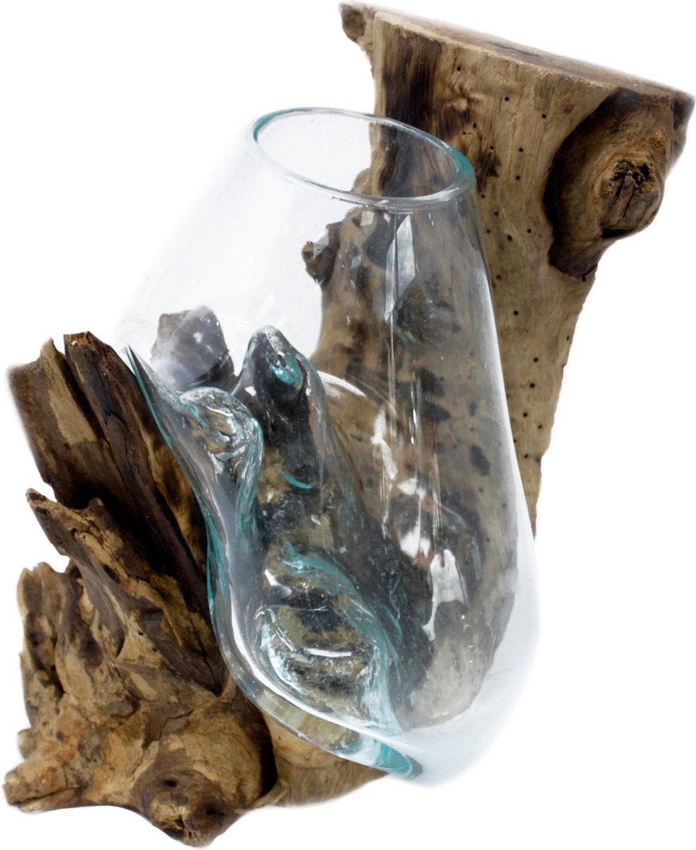 Gesmolten glas op hout - Hangende kom