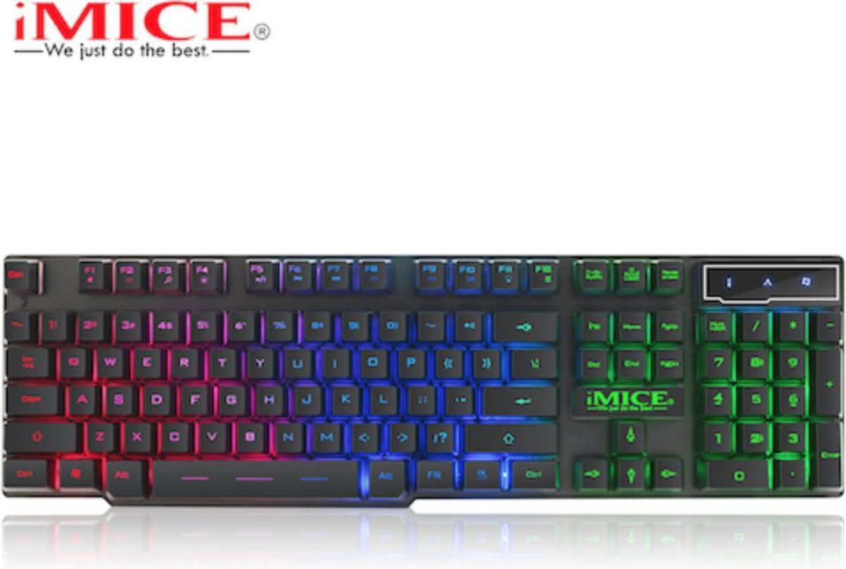 iMice AK-600 3-kleuren backlight Bedraad USB Gaming Toetsenbord - Zwart