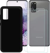 Silicone hoesje zwart met 2 Pack Tempered glas Screen Protector Geschikt voor: Samsung Galaxy S20 FE