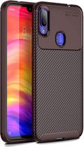 Carbon Fibre Hoesje TPU Flexibele beschermhoes - Geschikt voor: Samsung Galaxy A11 - brons