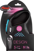 Flexi Design Tape - Hondenriem - Zwart/Blauw - M - 5 m