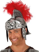 Fiestas Guirca Helm Met Pluim Roman Heren Zilver/rood One-size