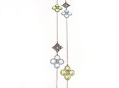 Lange zilveren collier halsketting Model Sugary Sweetness gezet met blauwe en groene stenen