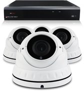 PremiumSeries Sony camerabewaking set met 4 x bekabelde 5MP 2K Dome camera