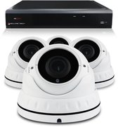 PremiumSeries Sony camerabewaking set met 4 x bekabelde 5MP 2K Dome camera