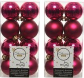 64x Bessen roze kunststof kerstballen 4 cm - Mat/glans - Onbreekbare plastic kerstballen - Kerstboomversiering bessen roze