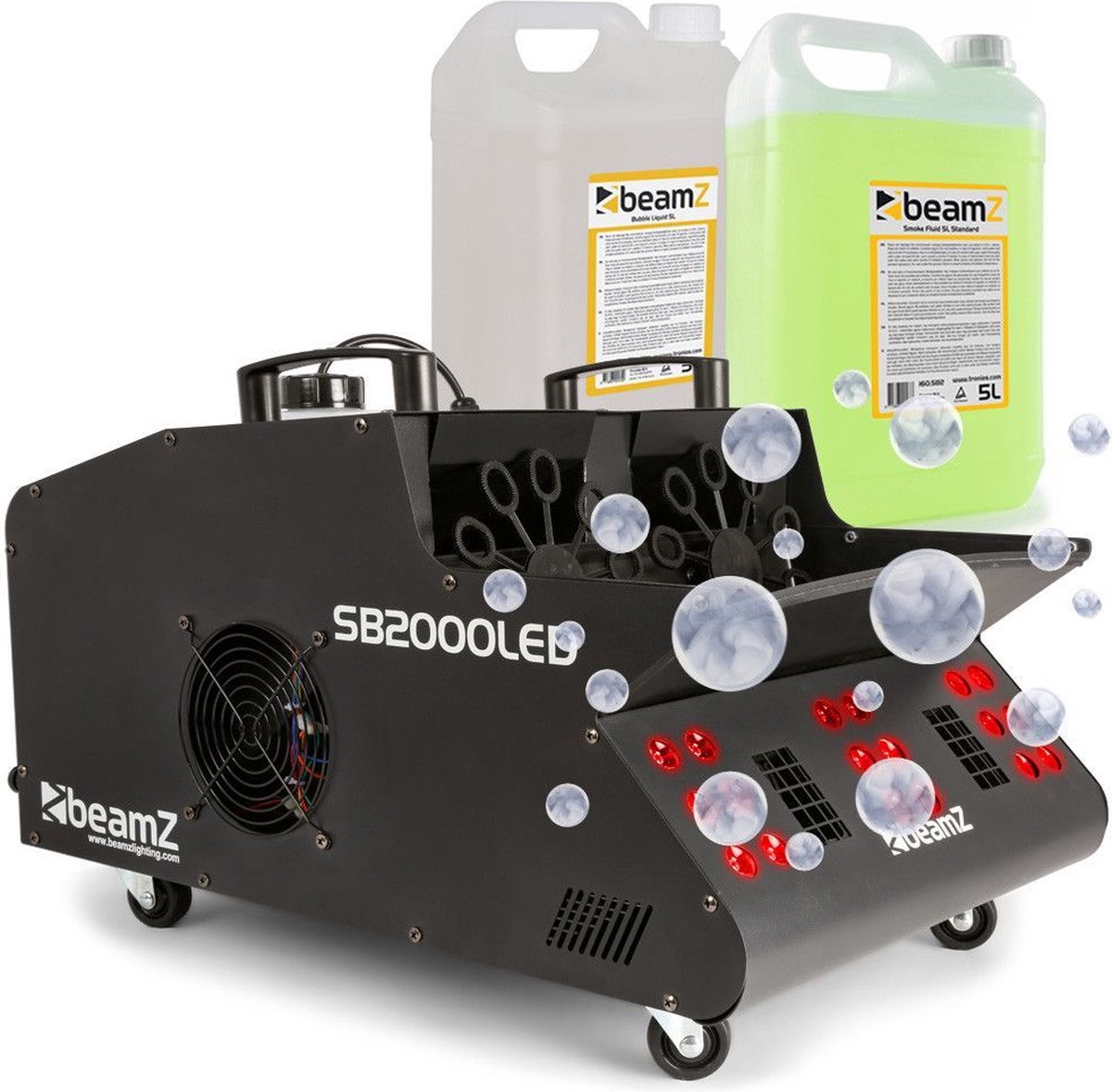 Rookmachine & Bellenblaasmachine - BeamZ SB2000LED incl. 5 liter rookvloeistof en 5 liter bellenblaasvloeistof - BeamZ