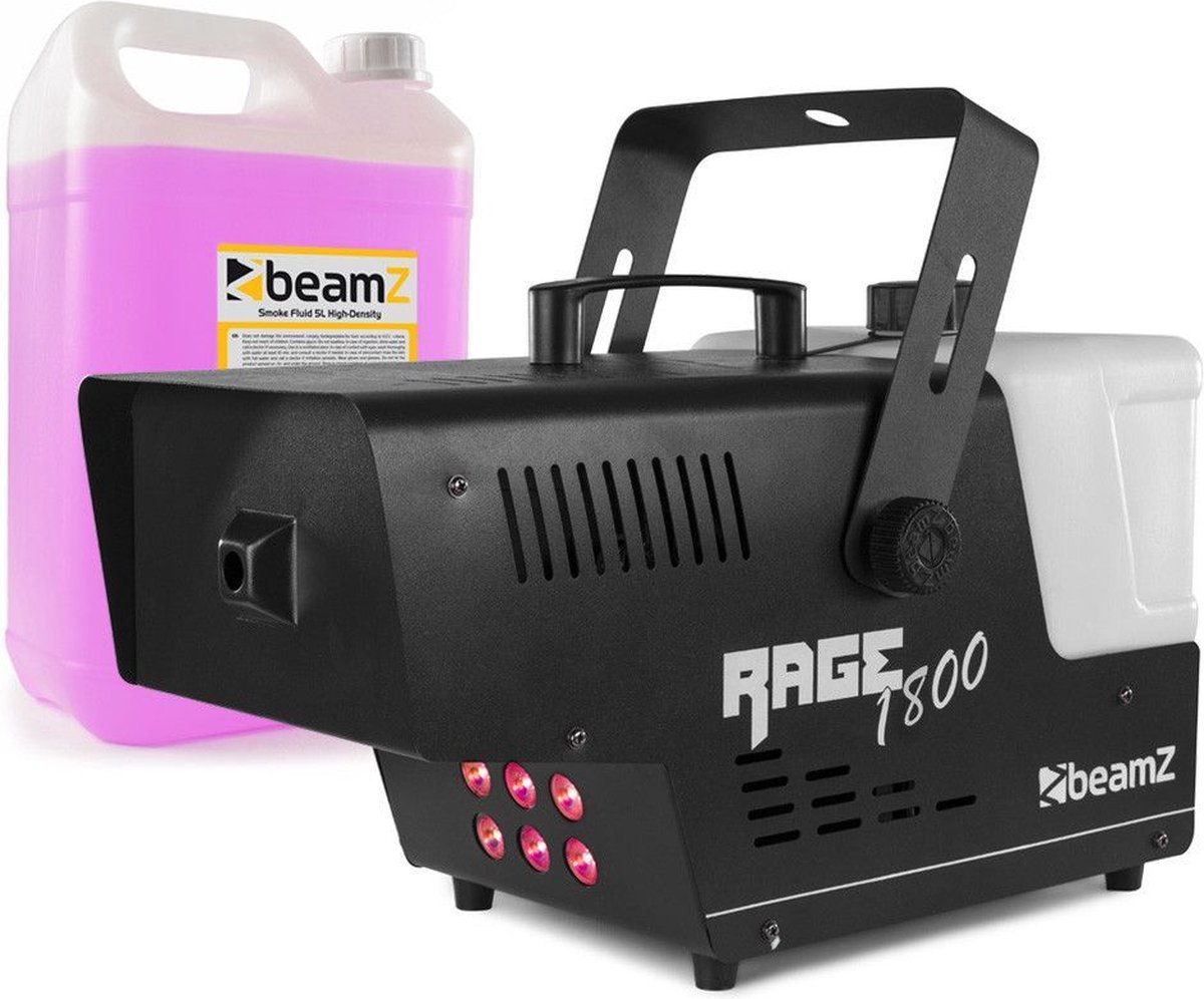 Rookmachine - BeamZ RAGE1800LED met draadloze bediening + 5L rookvloeistof - BeamZ
