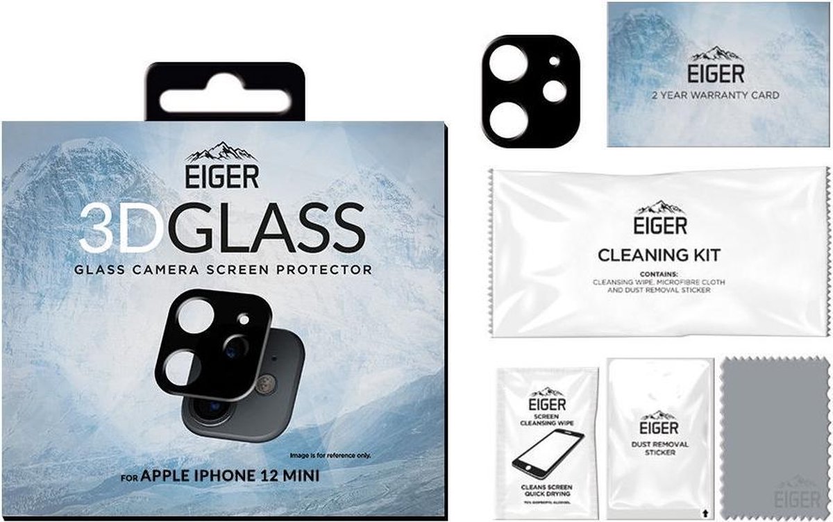 Protecteur d'objectif de caméra Eiger 3D Glass Apple iPhone 12 Mini