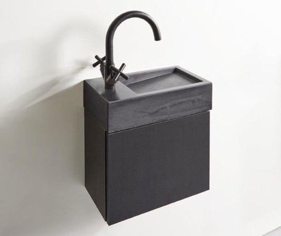 Vtwonen baden Cube wastafel onderkast 90x84cm oak black | bol.com