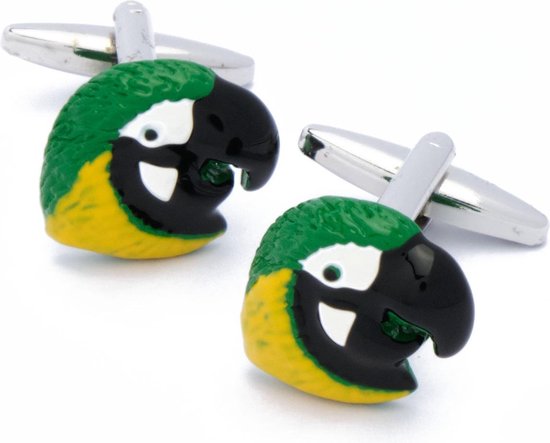 Manchetknopen - Papegaaienhoofd Geel Groen Zwart