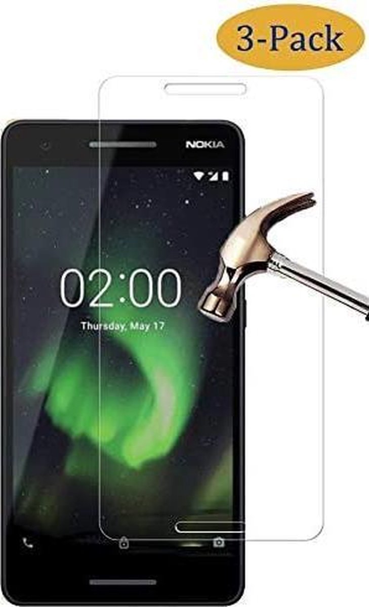 Screenprotector Glas - Tempered Glass Screen Protector Geschikt voor: Nokia 2.1 - 3x