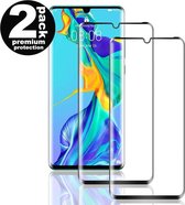 Screenprotector Glas - Full Curved Tempered Glass Screen Protector Geschikt voor: Huawei P30  - 2x