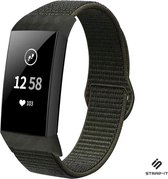 Strap-it Nylon bandje - geschikt voor Fitbit Charge 3 / Fitbit Charge 4 - groen-grijs