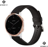 Leer Smartwatch bandje - Geschikt voor Strap-it Garmin Vivoactive 4s leren bandje - 40mm - zwart - bandbreedte 18mm - Strap-it Horlogeband / Polsband / Armband