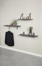 Wandplank set - Marmer Look Donker - incl. Stalen Plankdrager Haak - Zwart - 60x23cm - Duraline Sets