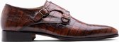 Paulo Bellini Buckle Shoe Ugento Croco Beleza Cognac