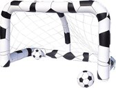 2x Opblaasbare speelgoed voetbaldoelen 213 x 122 cm - Inclusief 4x opblaasbare voetballen - Opblaasbaar strand/buiten speelgoed