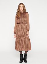 LOLALIZA Maxi jurk met grafische print - Bruin - Maat 46