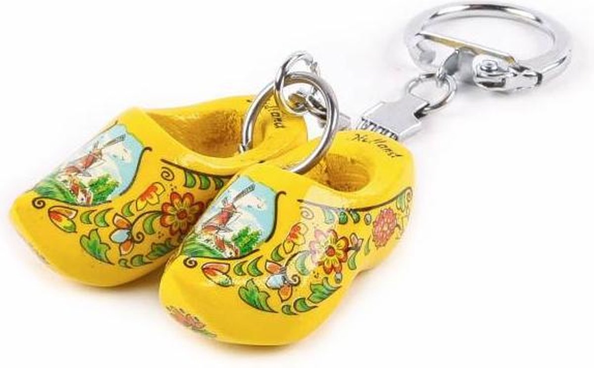 Sleutelhanger Klomp Dubbel Holland Geel 4 Cm - Souvenir