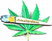 Magneet 2D MDF Weedblad Amsterdam - Souvenir