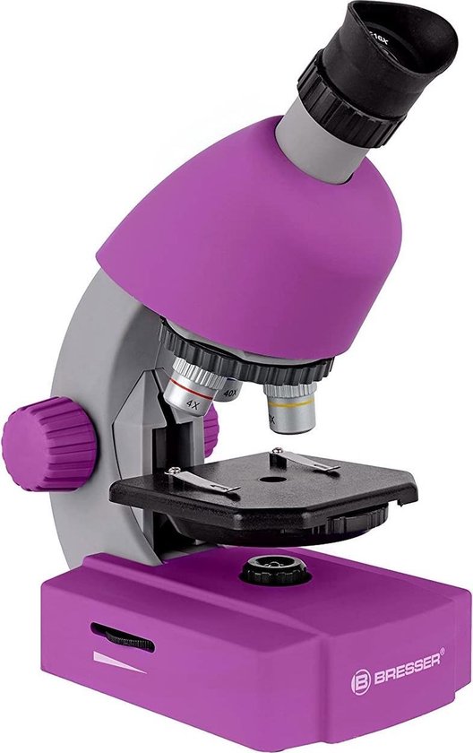 Bresser Junior Microscoop – 40x640x – Paars – Incl. Accessoirespakket – Voor Transparante Preparaten