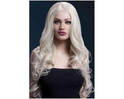 Lange Witblonde pruik met krullen