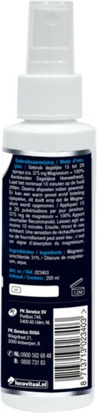 Lucovitaal - Magnesium Spierolie spray - 200 milliliter - Spierolie