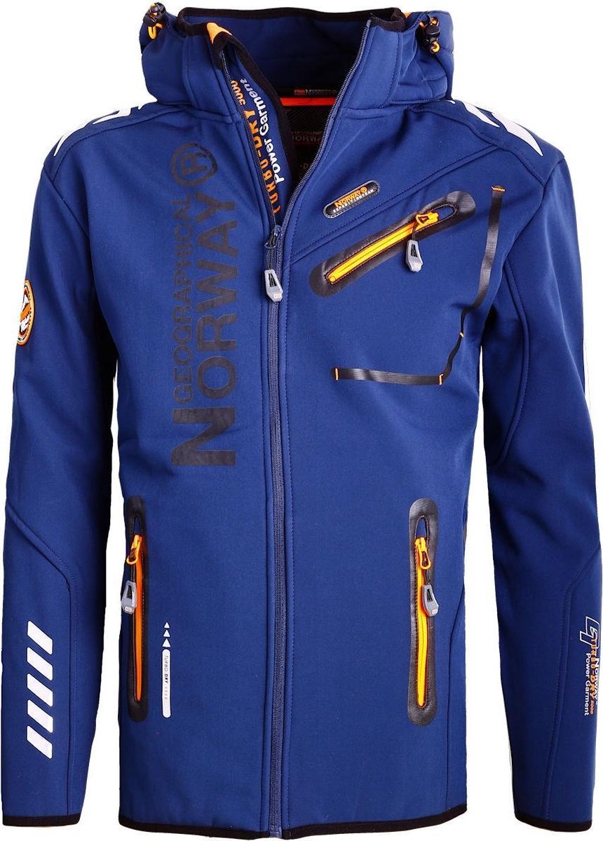 Geographical Norway Softshell Jas Donkerblauw/Oranje Royaute - XXL