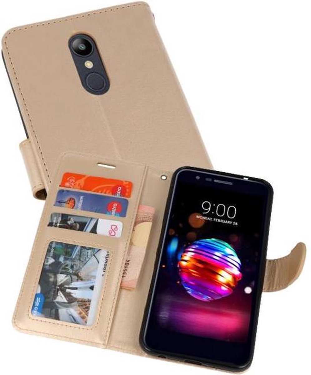 Wallet Cases Hoesje Geschikt voor LG K10 2018 Goud