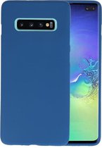 Hoesje Geschikt voor de Samsung Galaxy S10 Plus - Backcover Color Telefoonhoesje - Navy