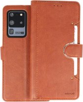 KAIYUE - Luxe Portemonnee Hoesje - Pasjeshouder Telefoonhoesje - Wallet Case - Geschikt voor Samsung Galaxy S20 Ultra - Bruin