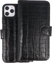 BAOHU Krokodil Handmade Leer Telefoonhoesje - Wallet Case - Portemonnee Hoesje voor iPhone 11 Pro Max - Zwart
