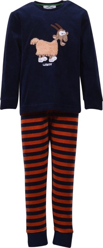 rundvlees Kosciuszko dreigen Woody pyjama jongens/heren - donkerblauw - geit - 202-1-PLC-V/895 - maat 164  | bol.com