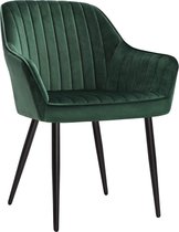 Nancy's Spokane Eetkamerstoel - Moderne en Elegante Vrijetijdsstoel - Eetkamerstoelen - Metalen Poten - Groen - 62,5 x 60 x 85 cm (L x B x H)
