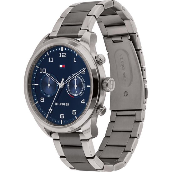 100% Original) Tommy Hilfiger 1791785 Patrick Quartz Grey Dial Stainless  Steel Case Brown Leather Strap Men's Watch (2 Years International Warranty)
