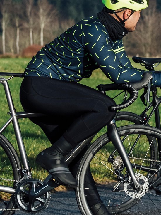 AGU II Essential Fietsbroek voor heren, kort, elastische band, platte naden, fietsbroek met bekleding, groen 95, gerecycled polyester, zwart
