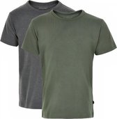 Minymo T-shirt Jongens Katoen Grijs/groen 2 Stuks Maat 128