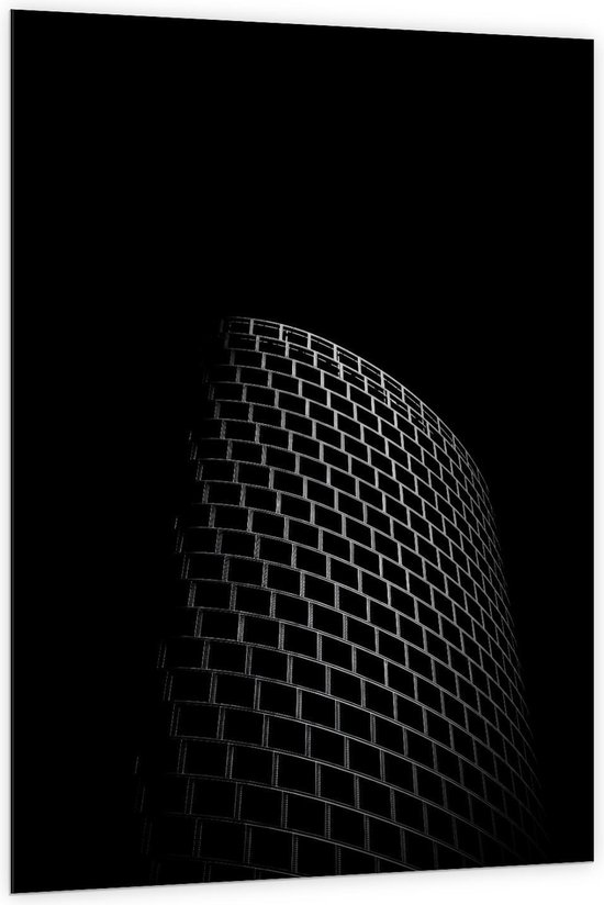 Dibond - Ton van Zwarte Bakstenen - 100x150cm Foto op Aluminium (Met Ophangsysteem)