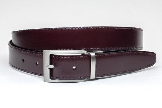 JV Belts Draaibare reversible riem bordo/zwart - heren en dames riem - 3 cm breed - Zwart / Bordeaux - Echt Leer - Taille: 105cm - Totale lengte riem: 120cm