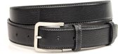 JV Belts - Zwarte heren broek riem 3.5 cm breed - Zwart - Klassiek - Echt Leer - Taille: 105cm - Totale lengte riem: 120cm