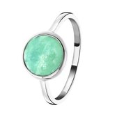 Lucardi Dames Ring Gemstone amazonite - Ring - Cadeau - Echt Zilver - Zilverkleurig
