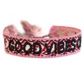 Gweven armbandje good vibes only wine red