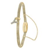 Lucardi Dames Armband mesh goldplated letter Y met kristal - Staal - Armband - Cadeau - 19 cm - Goudkleurig