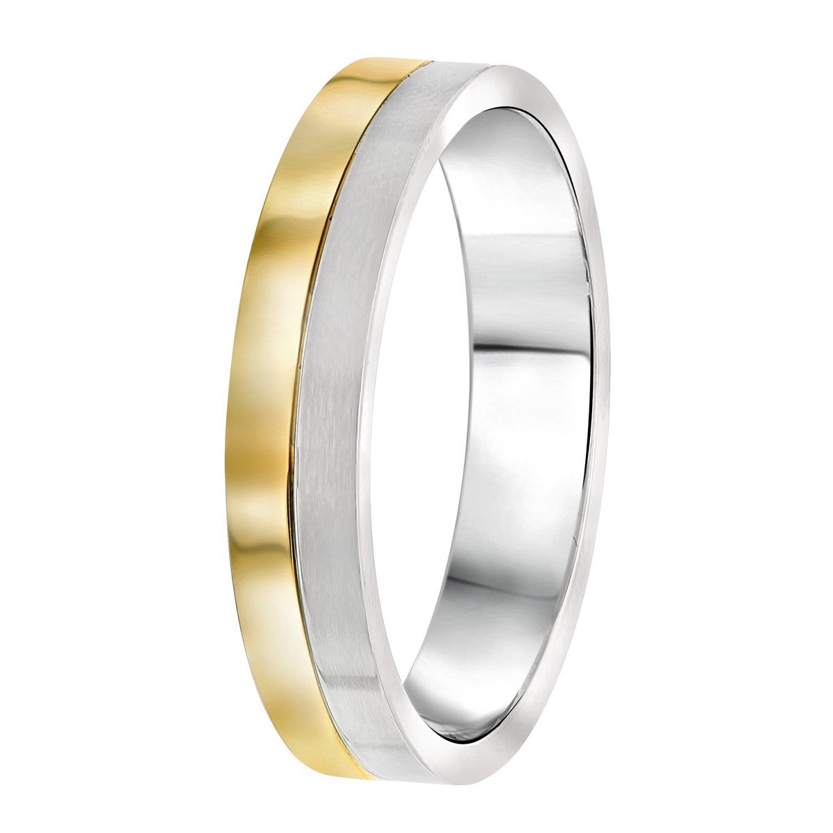 Lucardi Heren Vriendschapsring Parijs - Ring - Vaderdag Cadeautje - Staal - Zilver- en Goudkleurig